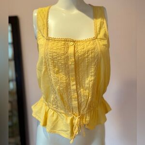 Yellow Lace Trim Tank Top